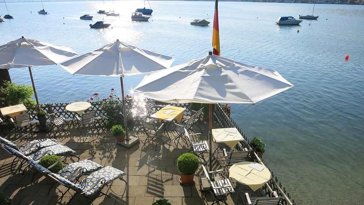 frühstücksterrasse direkt ambodensee ufer, hemmenofen, hotel stern am see